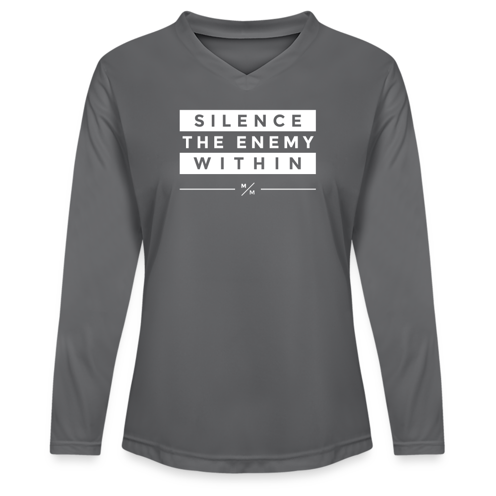Silence The Enemy Within - Ladies' Zone Performance Long-Sleeve T-Shirt - graphite