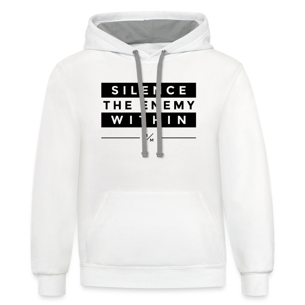 Silence The Enemy- Unisex Contrast Hoodie FP - white/gray