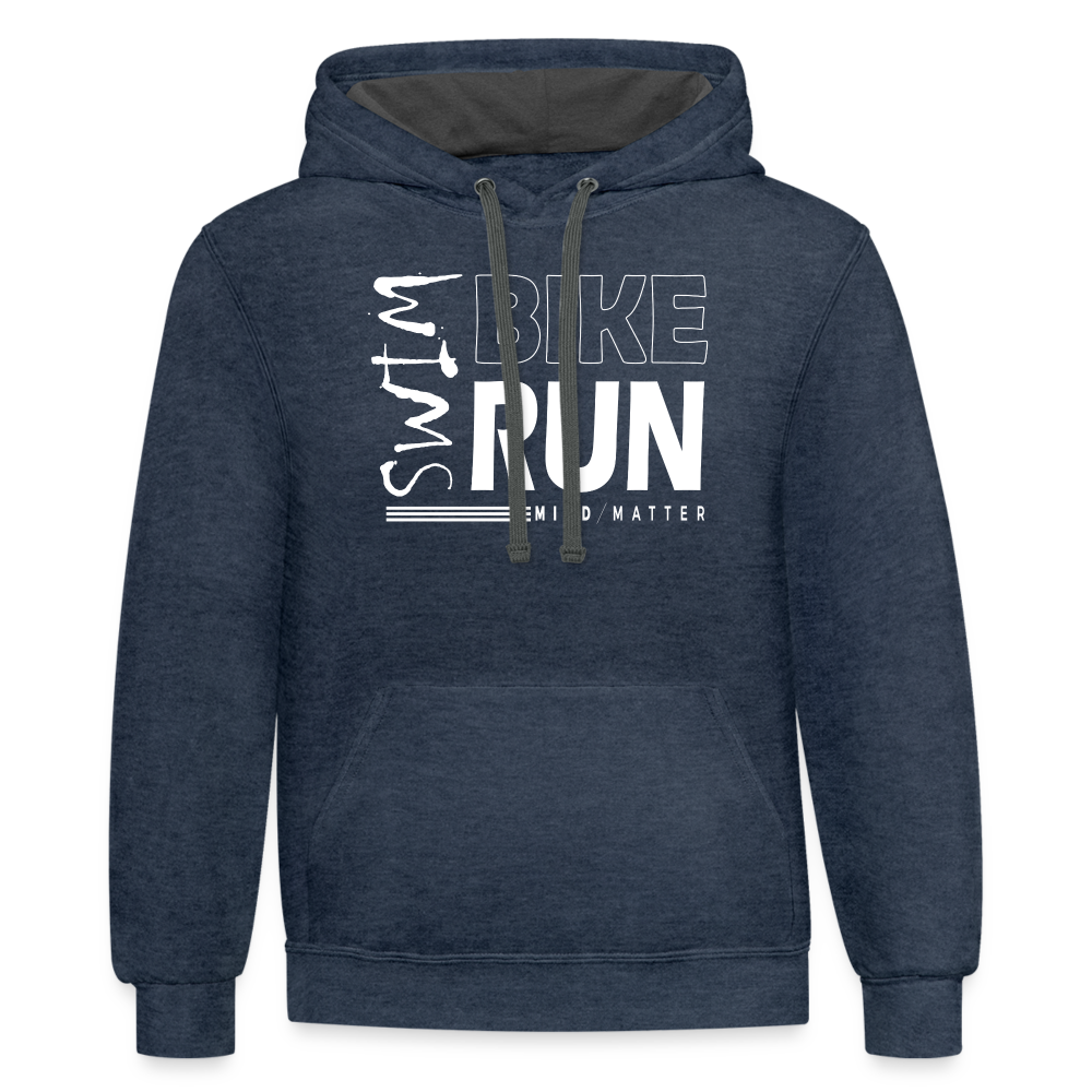 SBR- Unisex Contrast Hoodie - indigo heather/asphalt