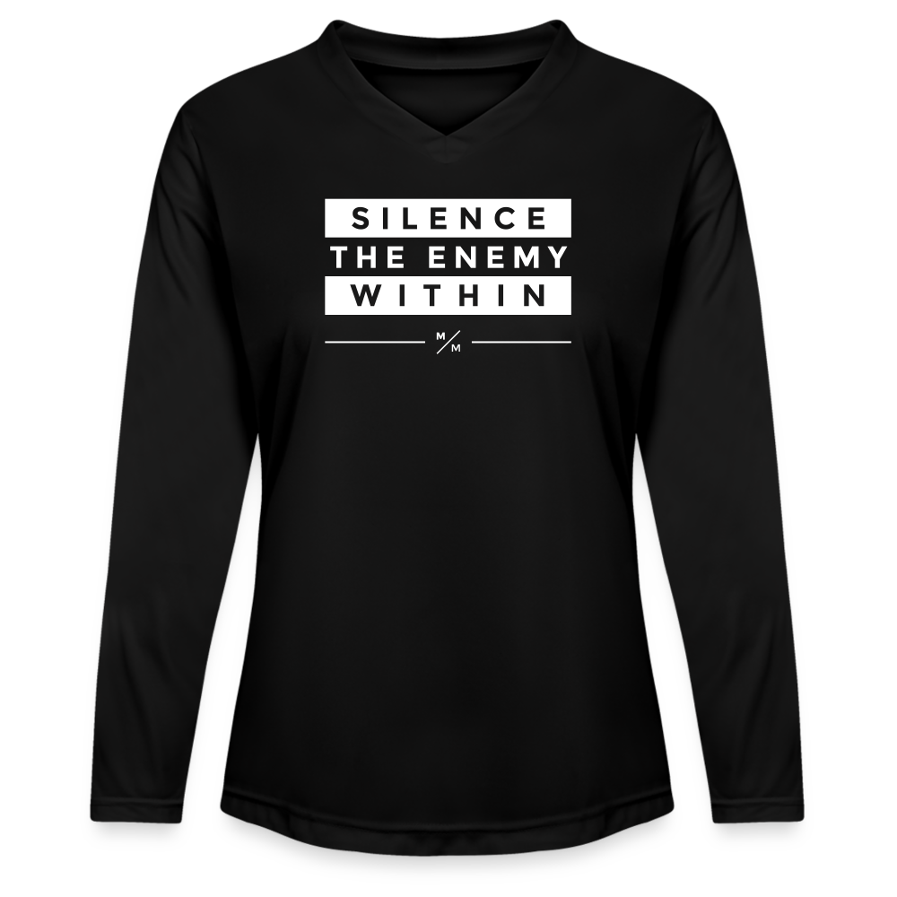 Silence The Enemy Within - Ladies' Zone Performance Long-Sleeve T-Shirt - black