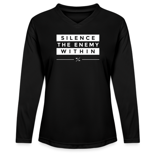 Silence The Enemy Within - Ladies' Zone Performance Long-Sleeve T-Shirt - black