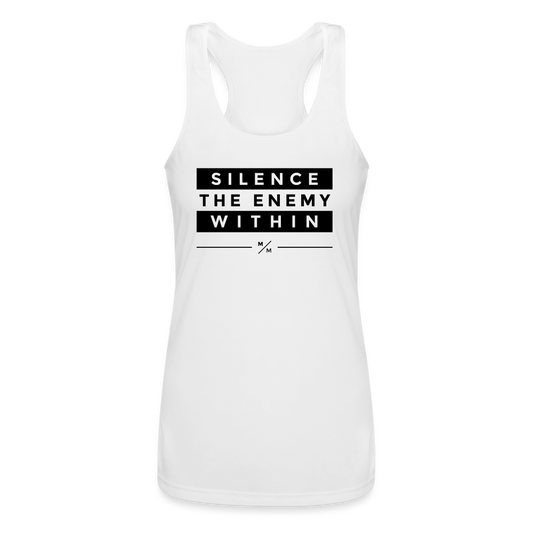 Silence the Enemy Within - Women’s Performance Racerback Tank Top - white