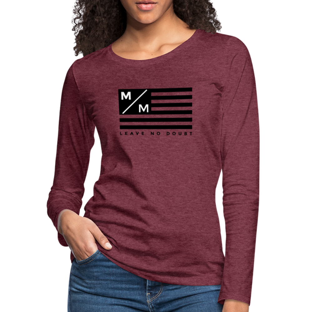 MM Flag LND- Women's Premium Long Sleeve T-Shirt FP - heather burgundy
