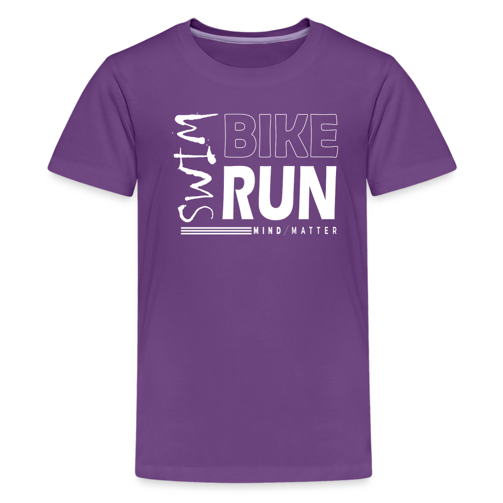 Swim-Bike-Run- Kids' Premium T-Shirt - purple