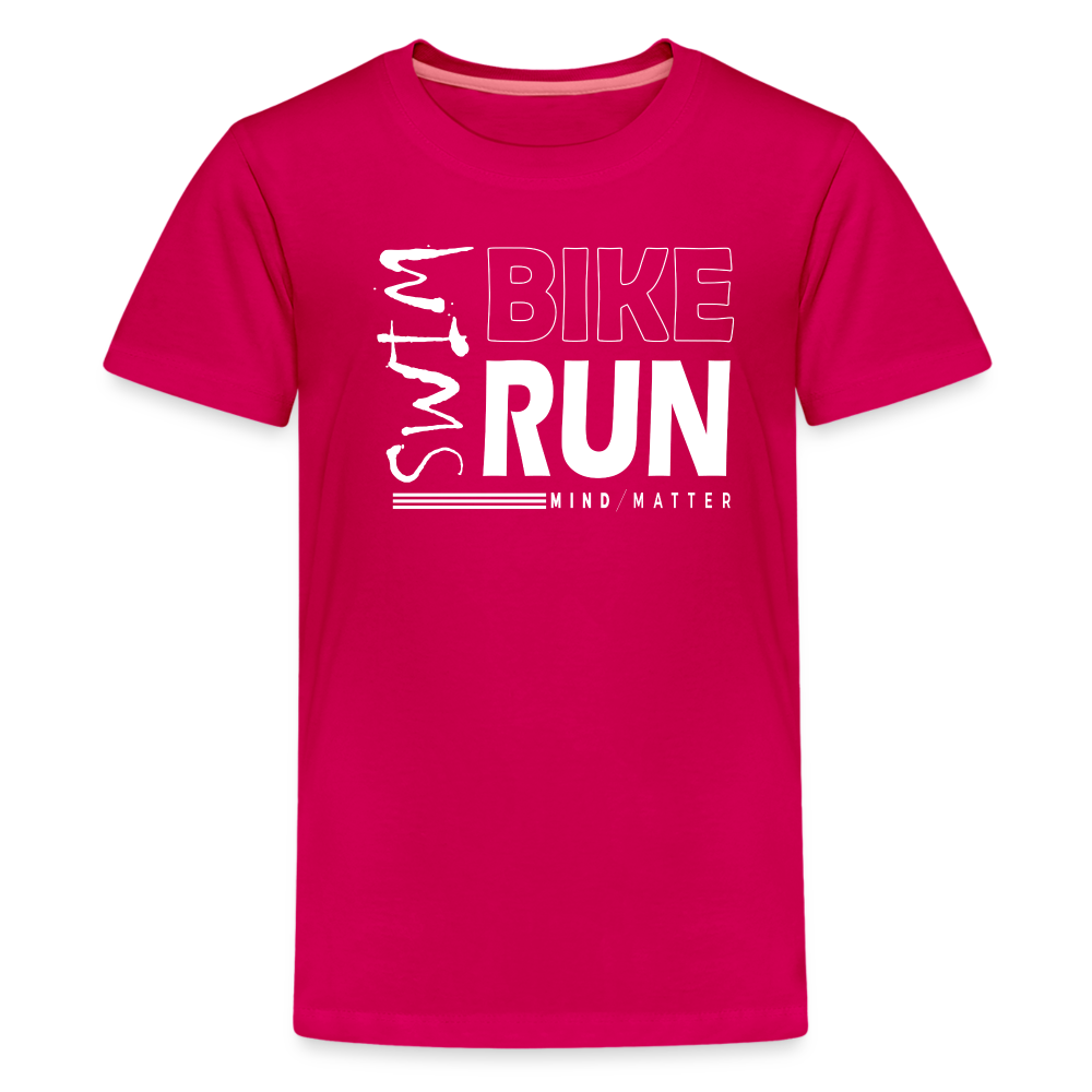 Swim-Bike-Run- Kids' Premium T-Shirt - dark pink