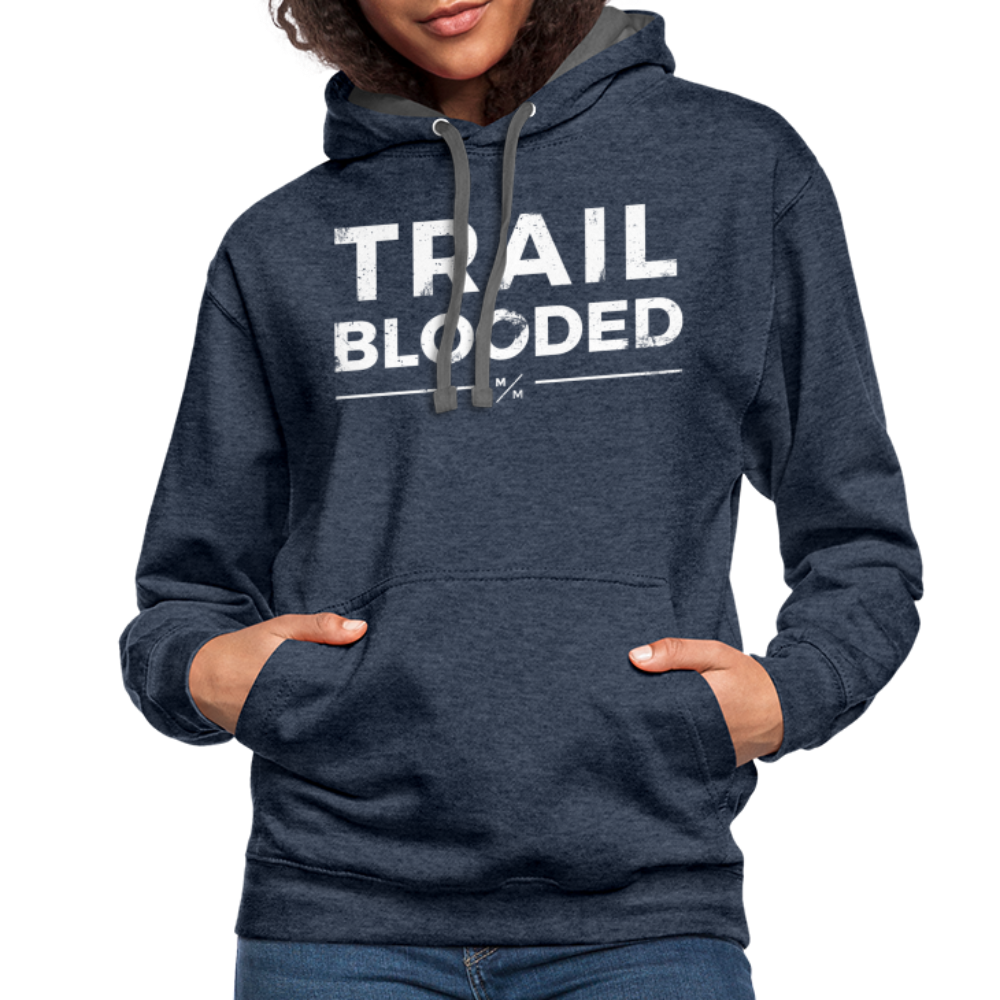 Trail Blooded- Unisex Contrast Hoodie - indigo heather/asphalt