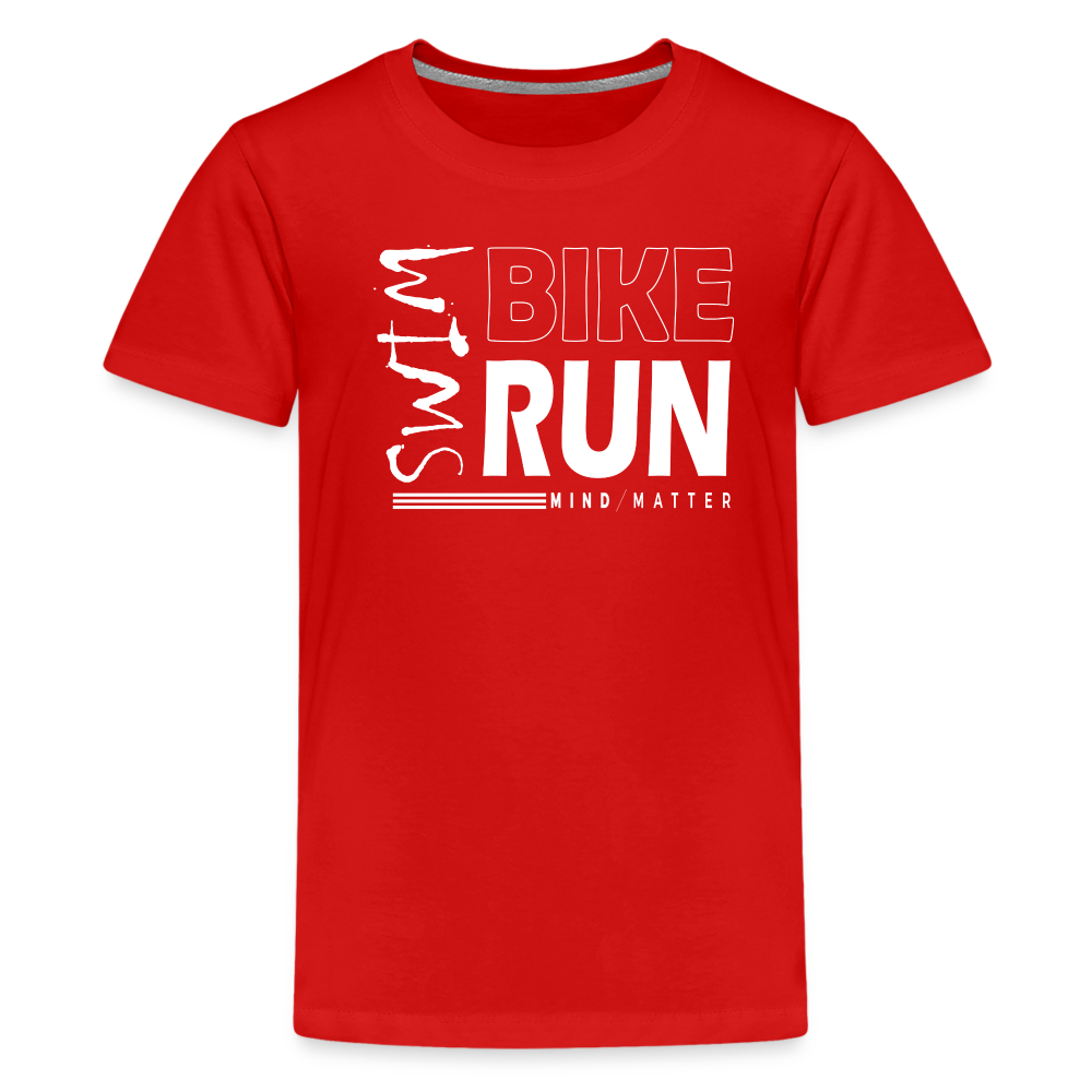 Swim-Bike-Run- Kids' Premium T-Shirt - red