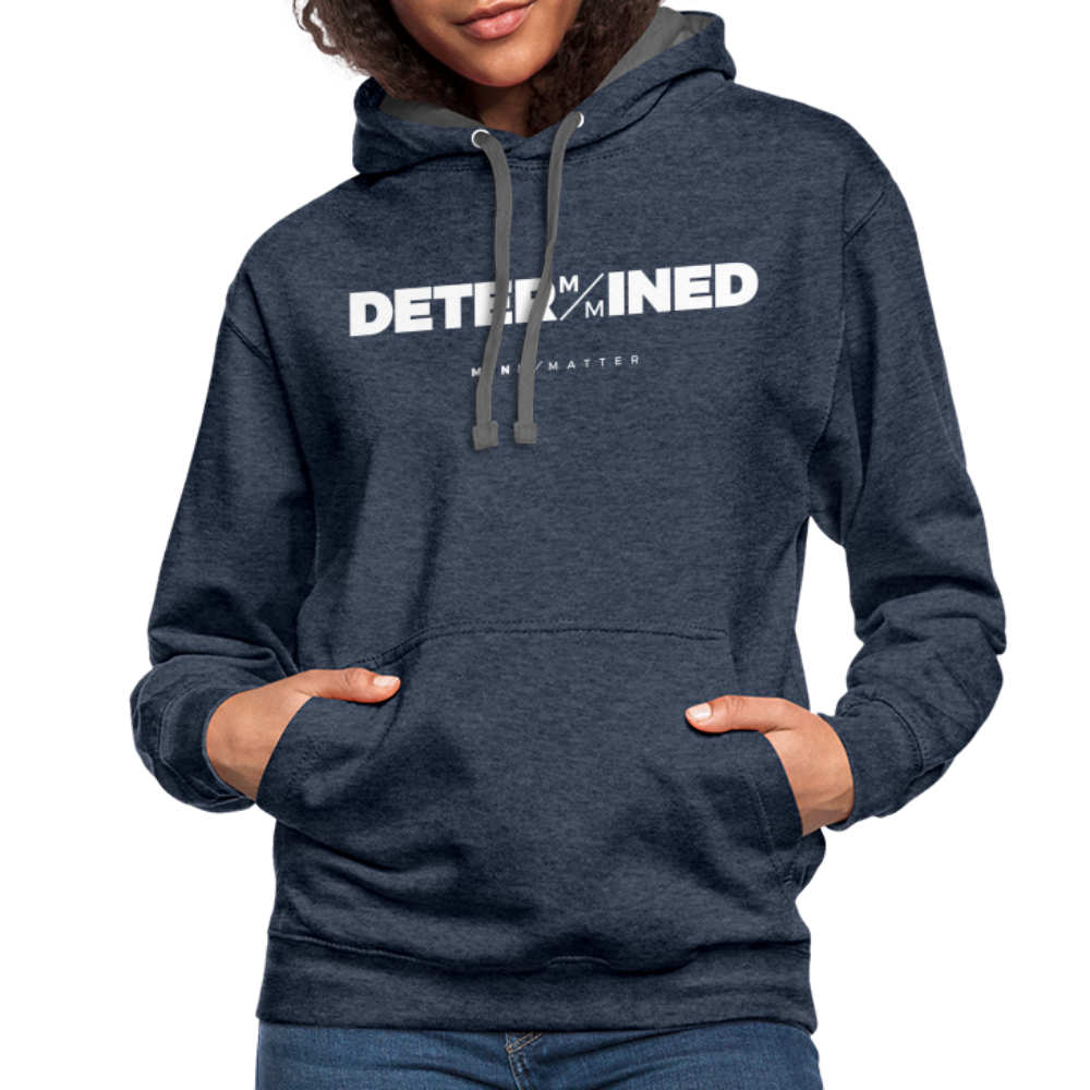 Determined MM- Unisex Contrast Hoodie - indigo heather/asphalt