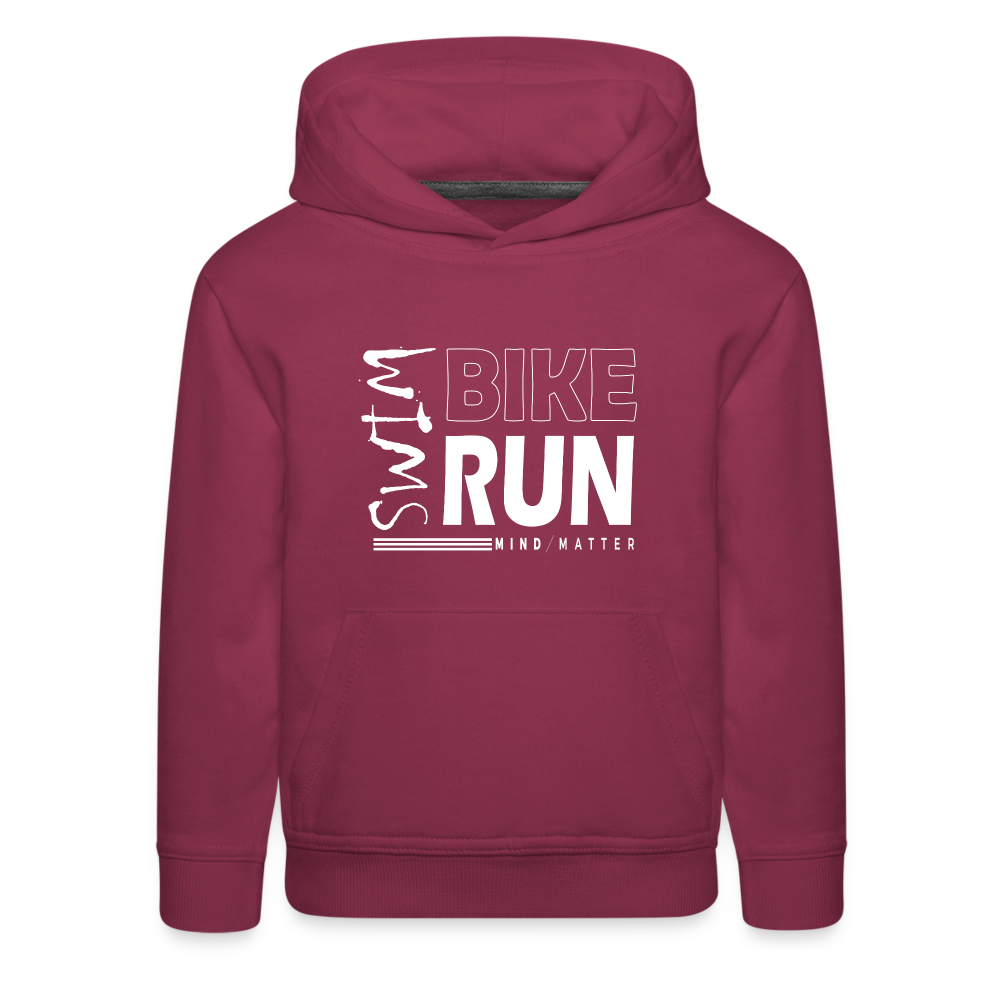 Swim-Bike-Run- Kids‘ Premium Hoodie - burgundy