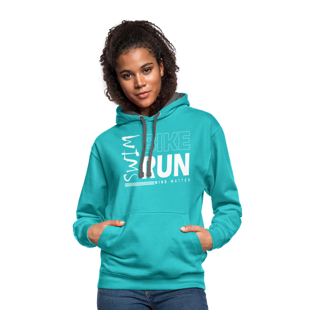 SBR- Unisex Contrast Hoodie - scuba blue/asphalt