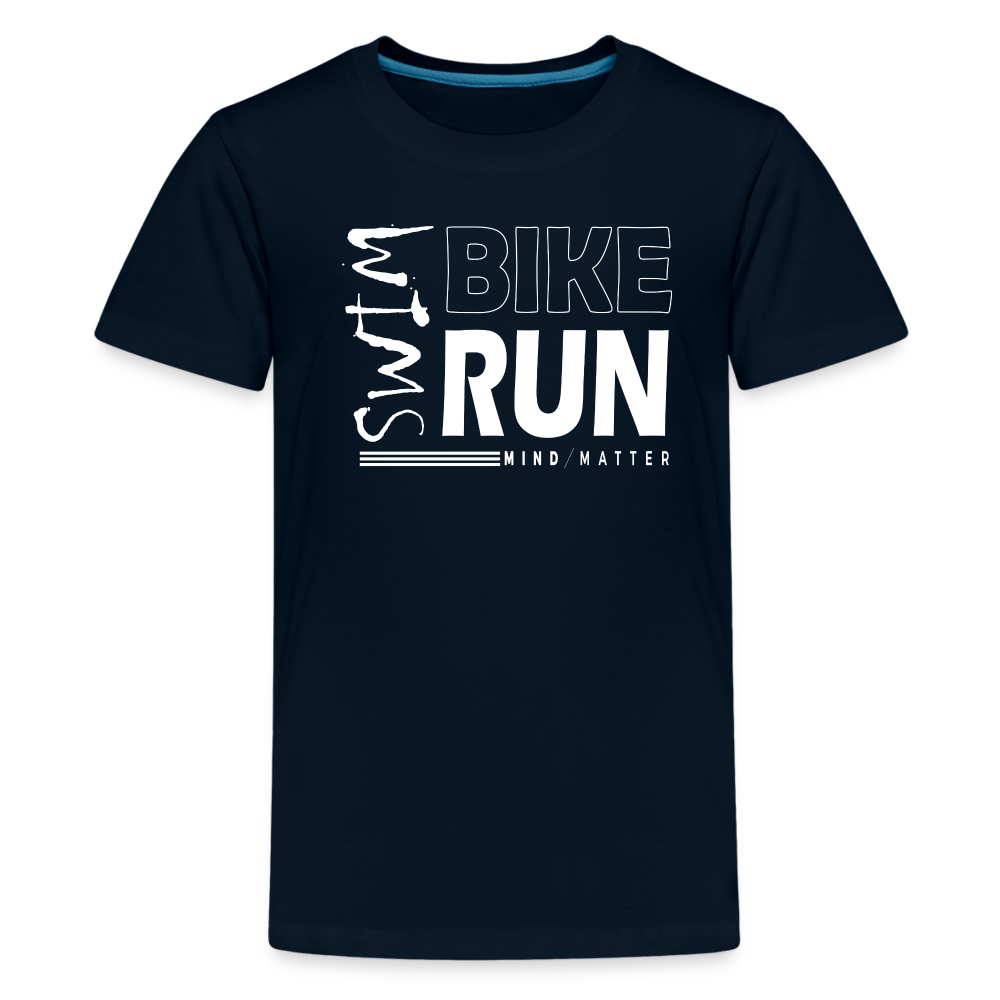 Swim-Bike-Run- Kids' Premium T-Shirt - deep navy