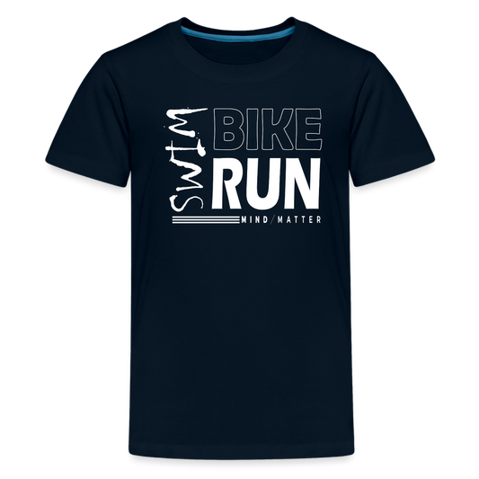 Swim-Bike-Run- Kids' Premium T-Shirt - deep navy