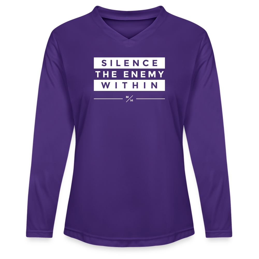 Silence The Enemy Within - Ladies' Zone Performance Long-Sleeve T-Shirt - purple