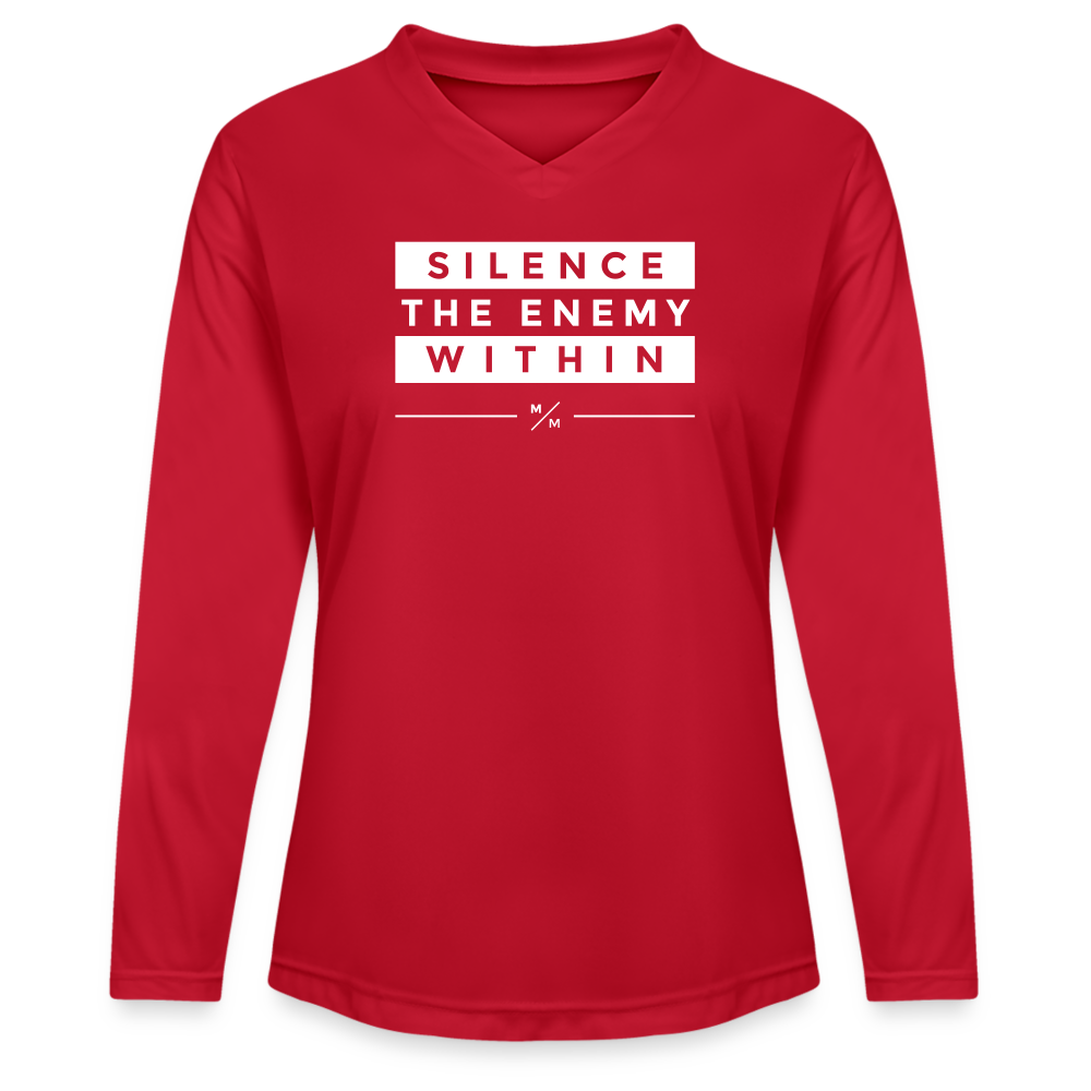 Silence The Enemy Within - Ladies' Zone Performance Long-Sleeve T-Shirt - red