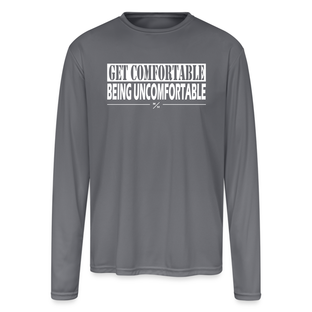 Get Comfortable Being Uncomfortable - Men's Moisture Wicking Performance Long Sleeve T-Shirt - gray