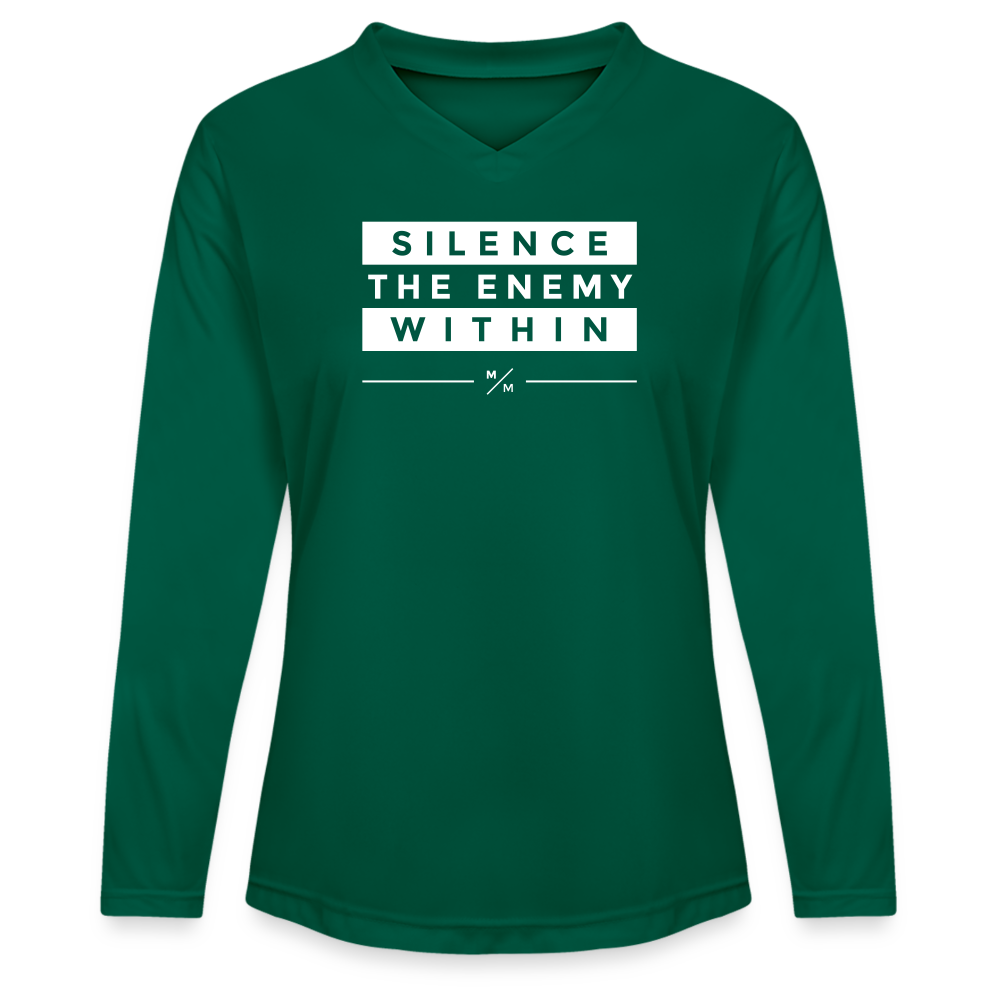 Silence The Enemy Within - Ladies' Zone Performance Long-Sleeve T-Shirt - forest green