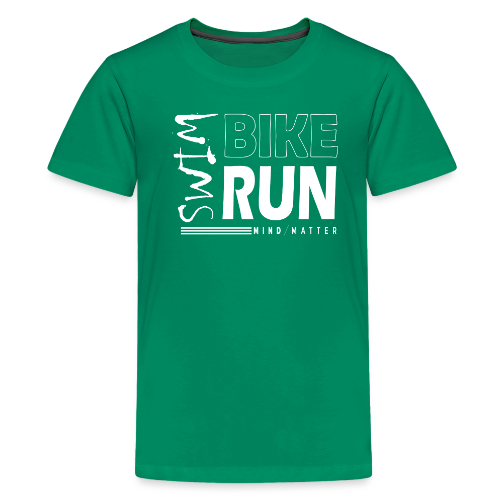 Swim-Bike-Run- Kids' Premium T-Shirt - kelly green
