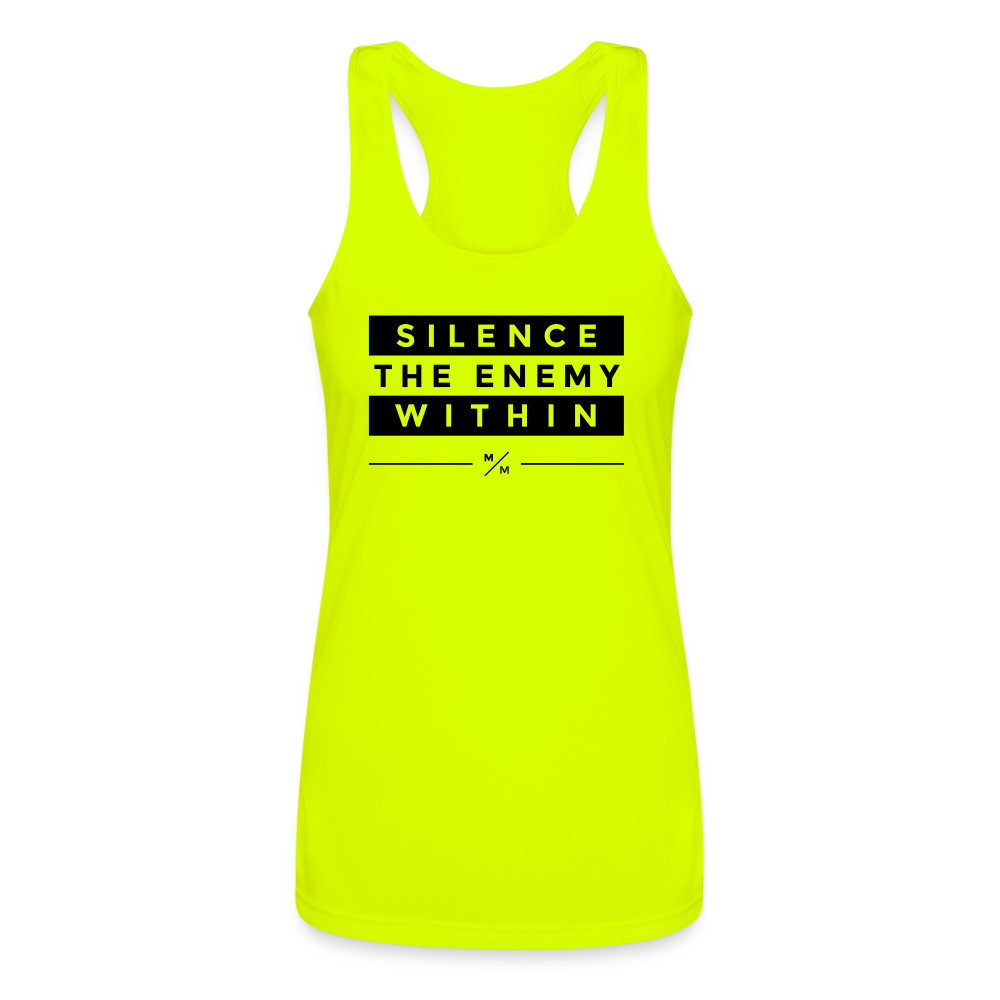 Silence the Enemy Within - Women’s Performance Racerback Tank Top - neon yellow