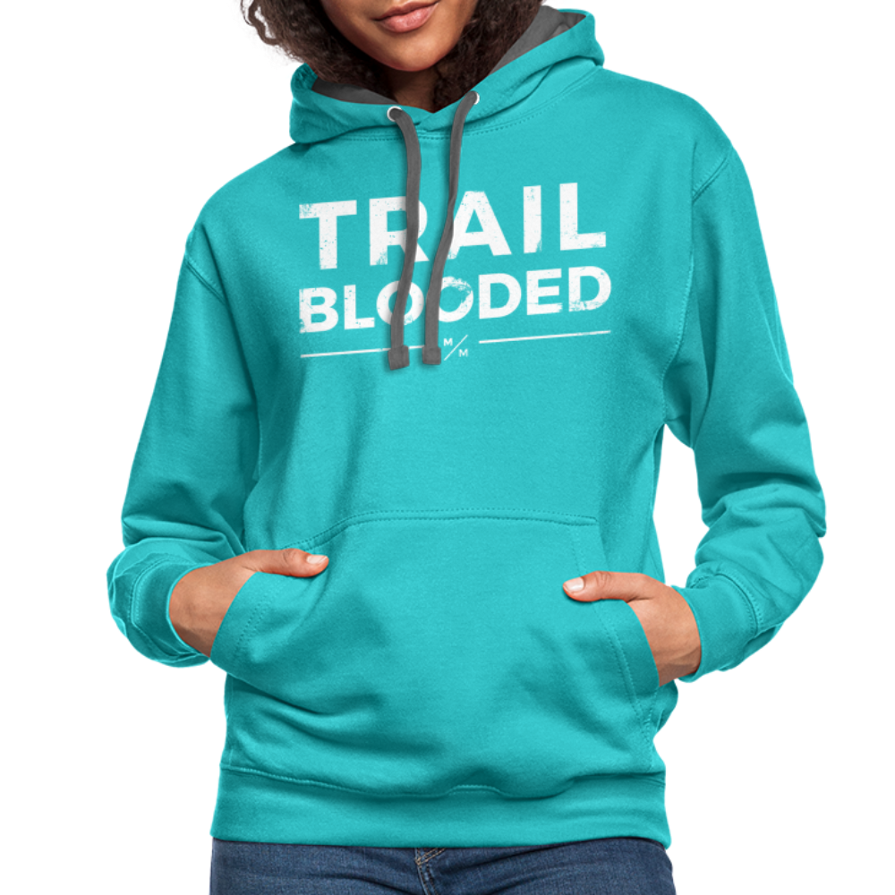 Trail Blooded- Unisex Contrast Hoodie - scuba blue/asphalt
