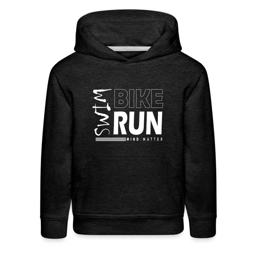 Swim-Bike-Run- Kids‘ Premium Hoodie - charcoal grey