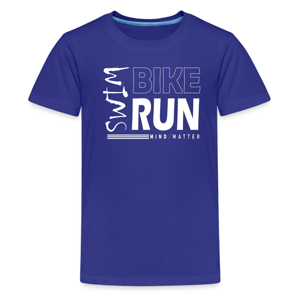 Swim-Bike-Run- Kids' Premium T-Shirt - royal blue
