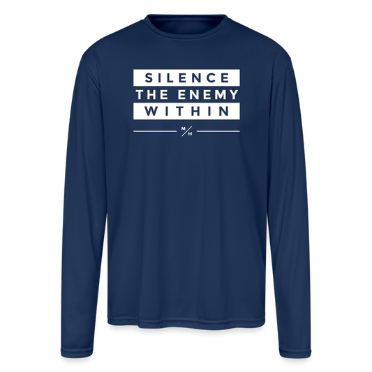 Silence the enemy within - Men's Moisture Wicking Performance Long Sleeve T-Shirt - navy