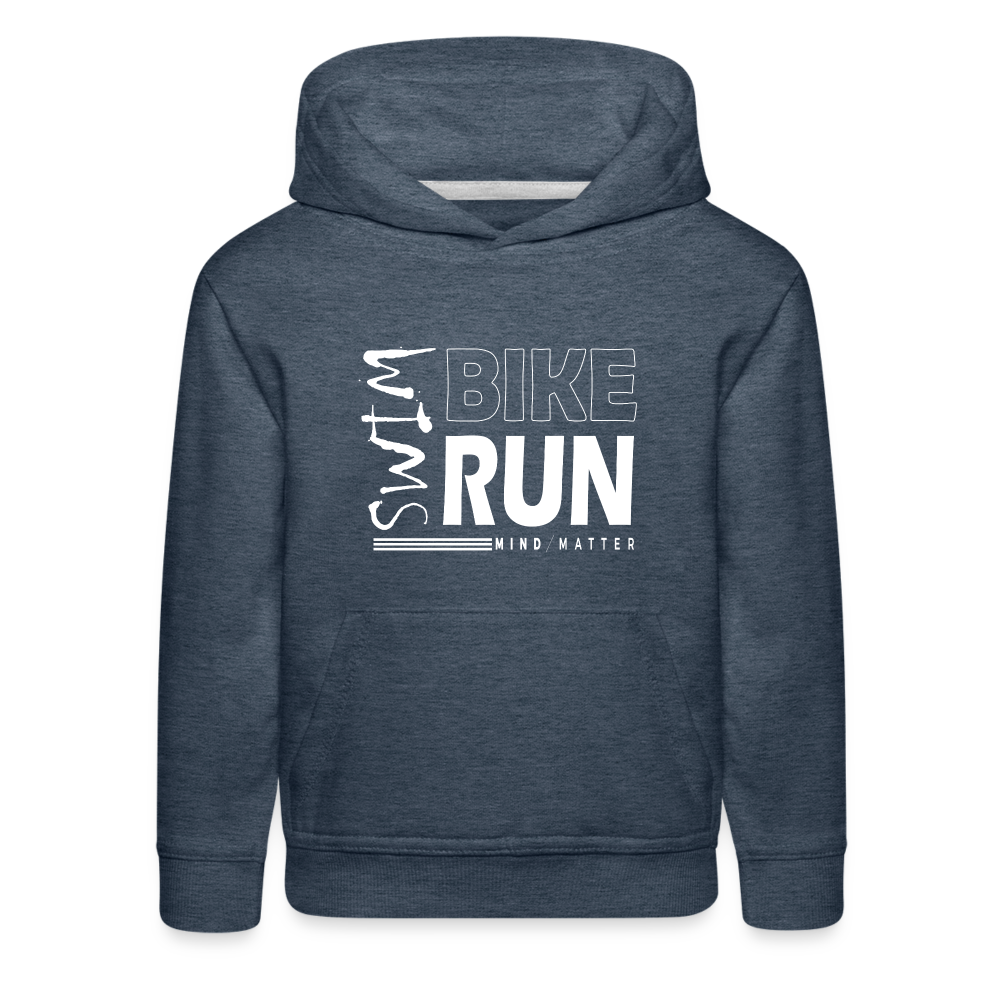 Swim-Bike-Run- Kids‘ Premium Hoodie - heather denim