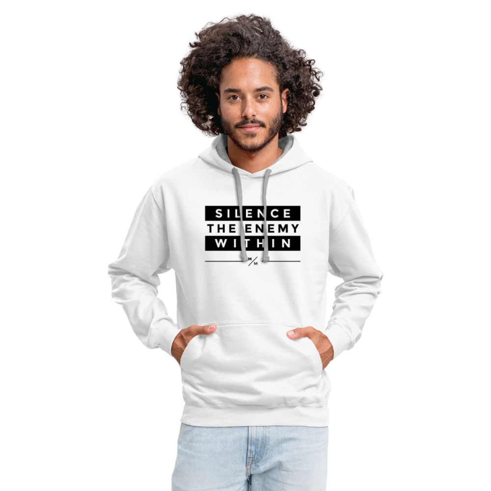 Silence The Enemy- Unisex Contrast Hoodie FP - white/gray