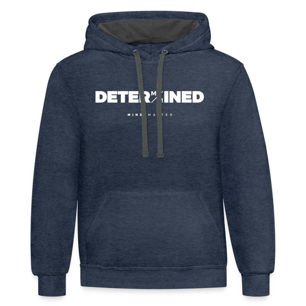 Determined MM- Unisex Contrast Hoodie - indigo heather/asphalt