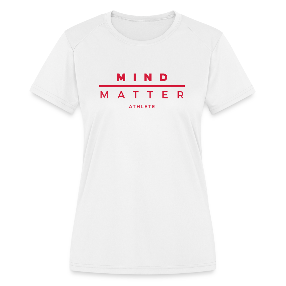 MM Athlete Red- Women's Moisture Wicking Performance T-Shirt - white