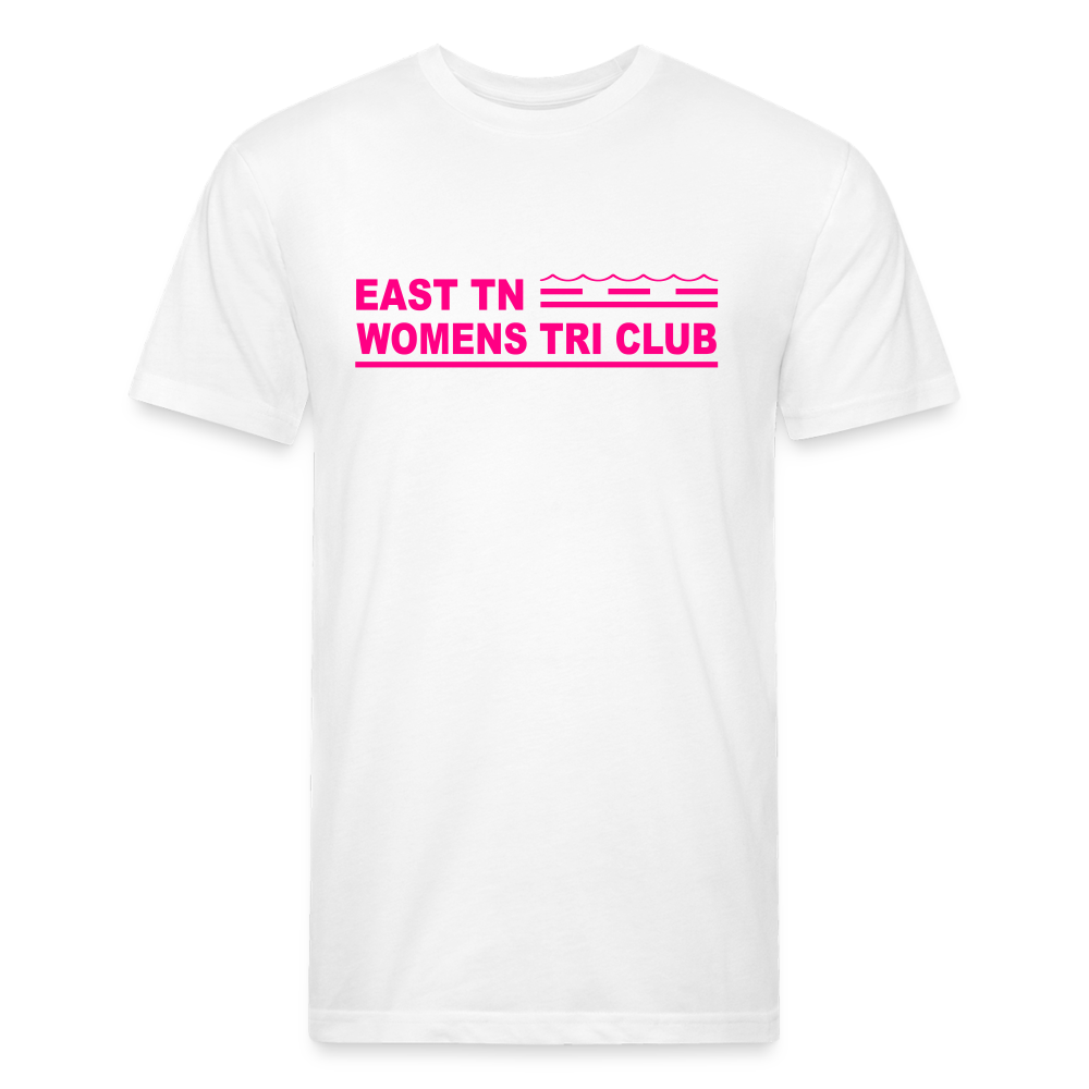 East TN Womens Tri Club Neon Pink- Unisex Fitted Cotton/Poly T-Shirt by Next Level - white