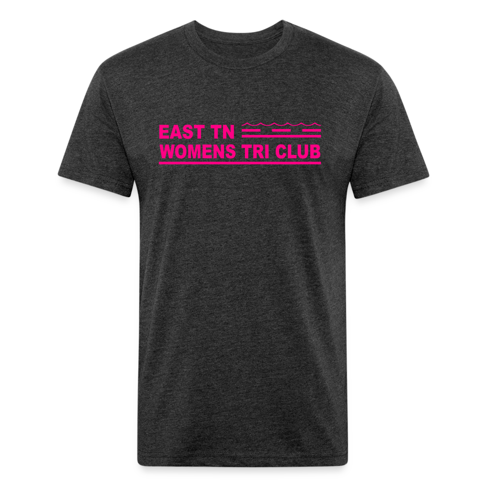 East TN Womens Tri Club Neon Pink- Unisex Fitted Cotton/Poly T-Shirt by Next Level - heather black
