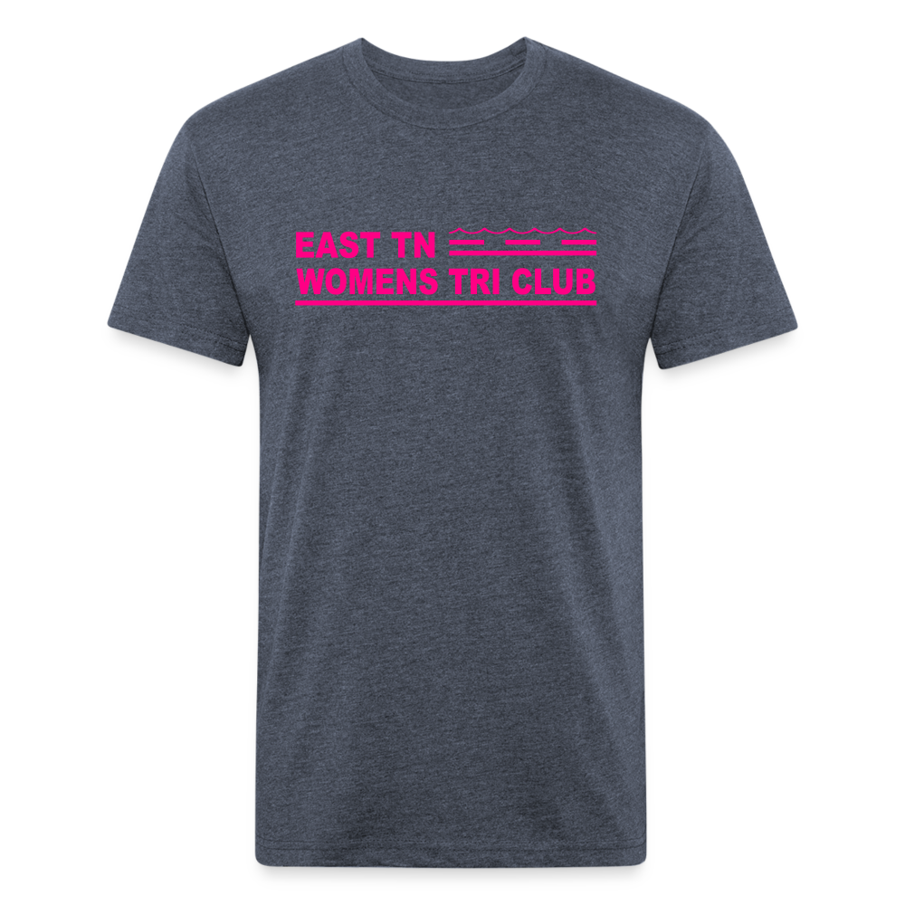 East TN Womens Tri Club Neon Pink- Unisex Fitted Cotton/Poly T-Shirt by Next Level - heather navy