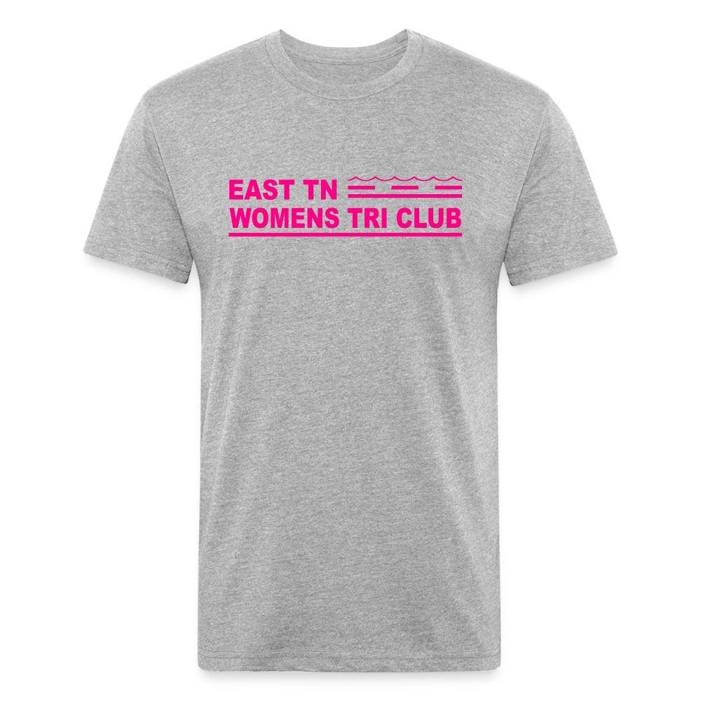 East TN Womens Tri Club Neon Pink- Unisex Fitted Cotton/Poly T-Shirt by Next Level - heather gray