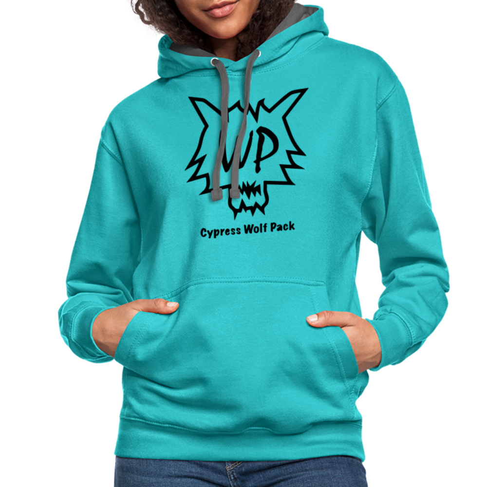Cypress Wolf Pack- UNISEX Contrast Hoodie - scuba blue/asphalt
