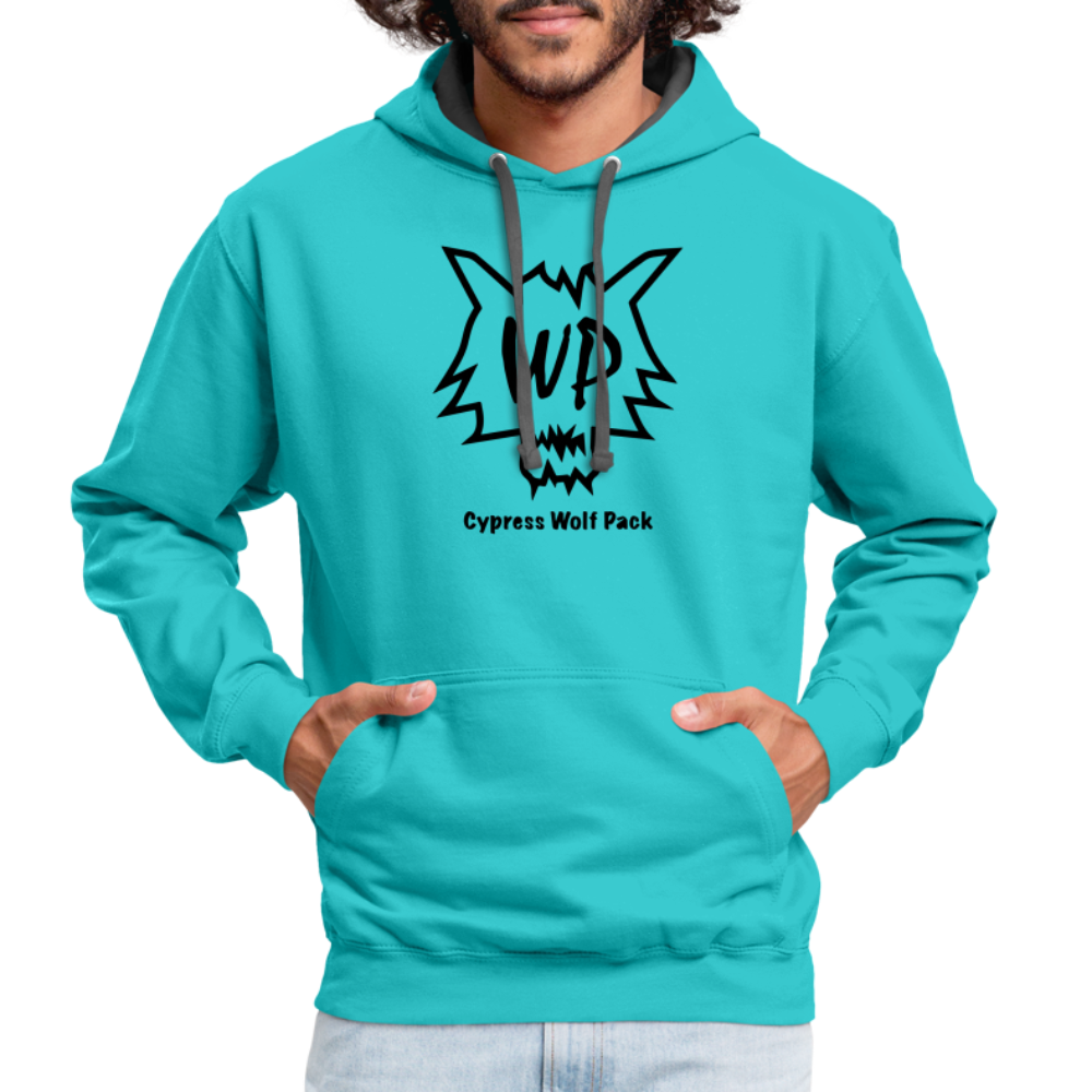 Cypress Wolf Pack- UNISEX Contrast Hoodie - scuba blue/asphalt