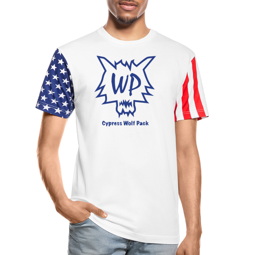 Cypress Wolf Pack- UNISEX Stars & Stripes T-Shirt - white