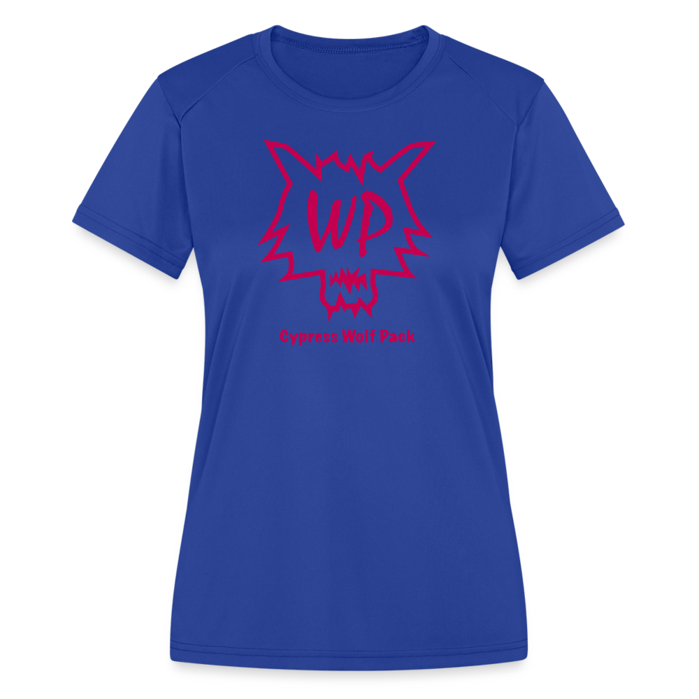 Cypress Wolf Pack Pink- Women's Moisture Wicking Performance T-Shirt - royal blue