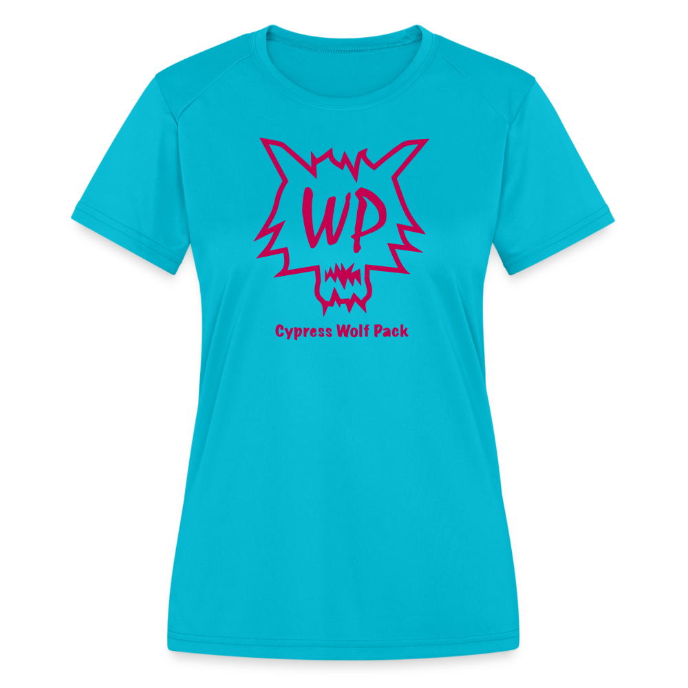 Cypress Wolf Pack Pink- Women's Moisture Wicking Performance T-Shirt - turquoise