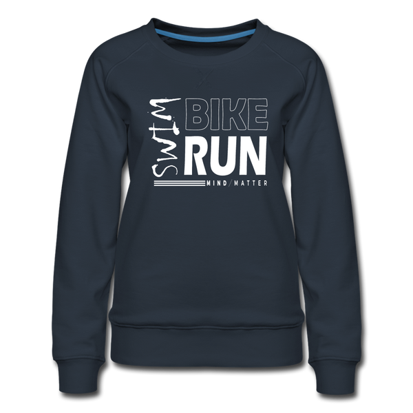 Swim-Bike-Run- Women’s Premium Sweatshirt - navy