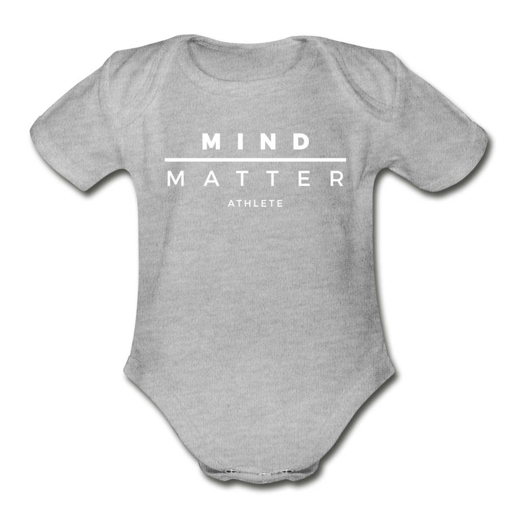 MM Athlete- Organic Short Sleeve Baby Bodysuit - heather gray