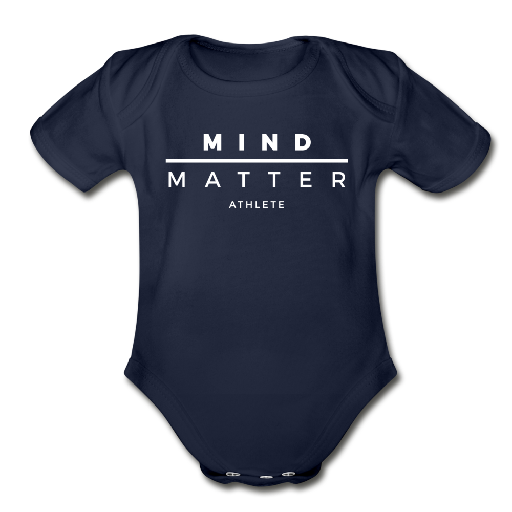 MM Athlete- Organic Short Sleeve Baby Bodysuit - dark navy