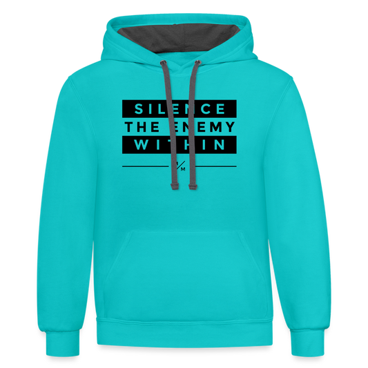 Silence The Enemy- Unisex Contrast Hoodie FP - scuba blue/asphalt