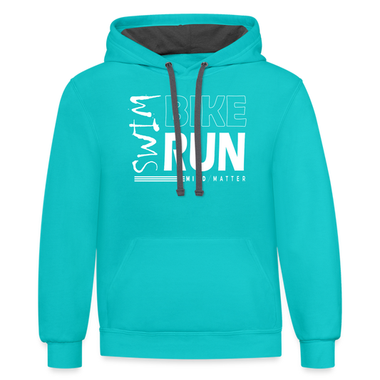SBR- Unisex Contrast Hoodie - scuba blue/asphalt