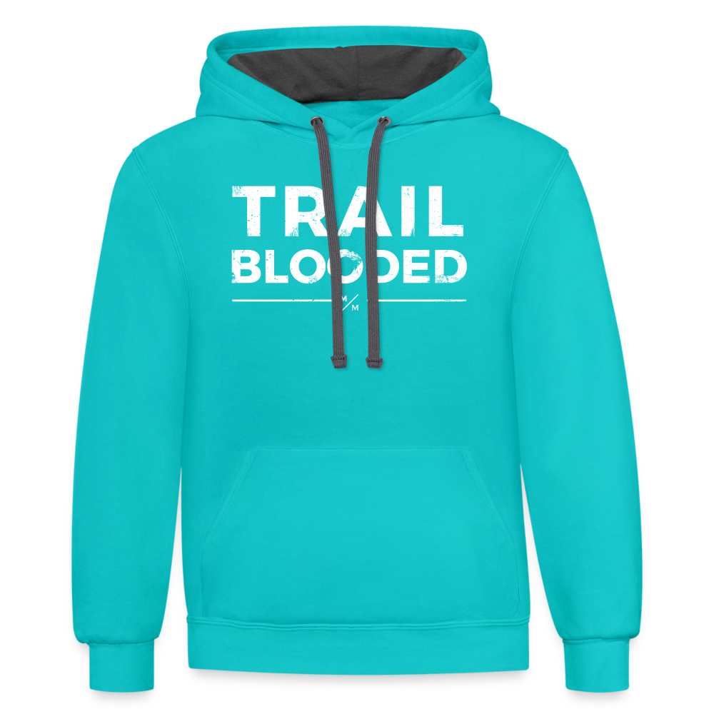 Trail Blooded- Unisex Contrast Hoodie - scuba blue/asphalt