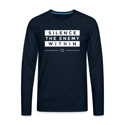 Silence The Enemy Within- Men's Premium Long Sleeve T-Shirt - deep navy