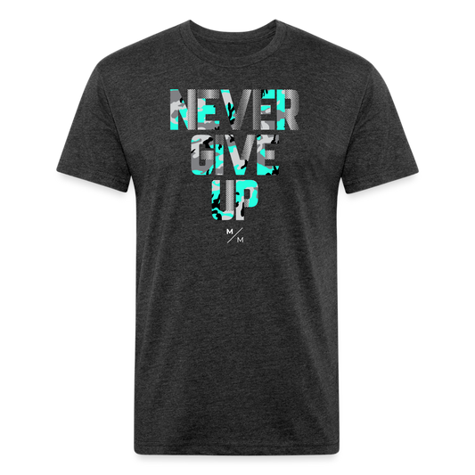 Never Give Up- Unisex T-Shirt - heather black
