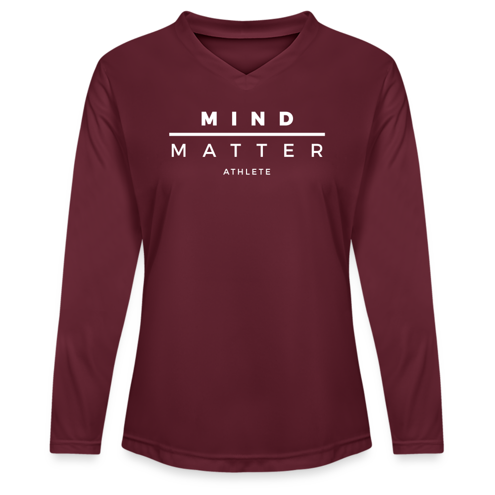 MM Athlete - Ladies' Zone Performance Long-Sleeve T-Shirt - maroon 