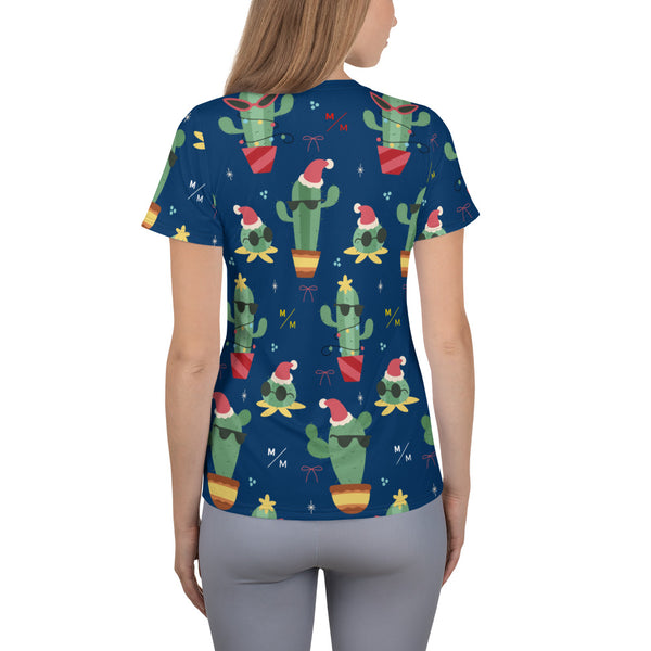 Christmas Cactus MM- Women's Athletic T-shirt