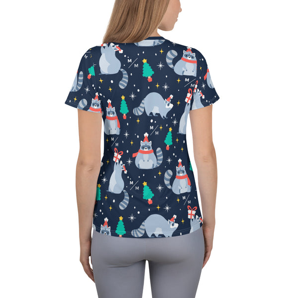 Christmas Raccoon MM- Women's Athletic T-shirt